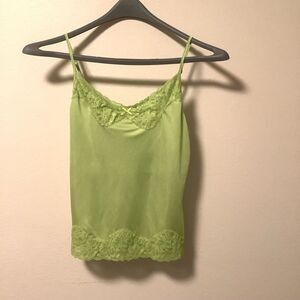 Vintage forenza‎ women’s med retro Y2K  trendy green lace stretch camisole top